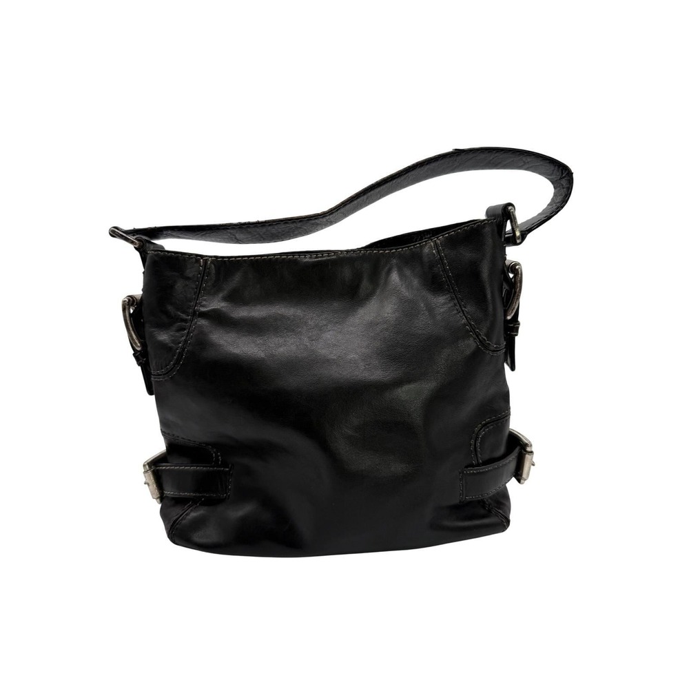 Michael Kors VTG Hobo Bag Womens Medium Black Leather Buckle Shoulder Bag Y2K
